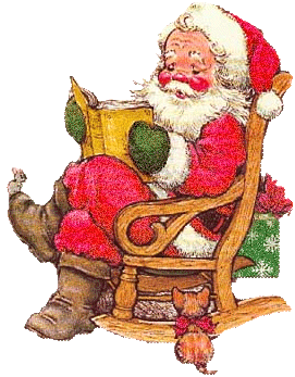 Siedzący na drewnianym fotelu Święty Mikołaj